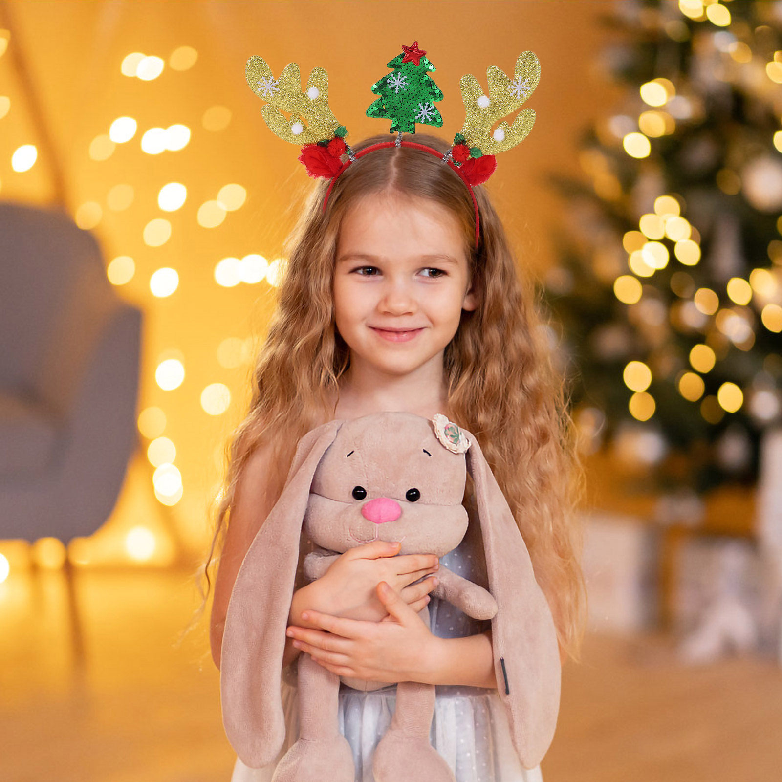 Reindeer Antlers Headband - 2Pcs Christmas Reindeer Antlers Headband Lightweight