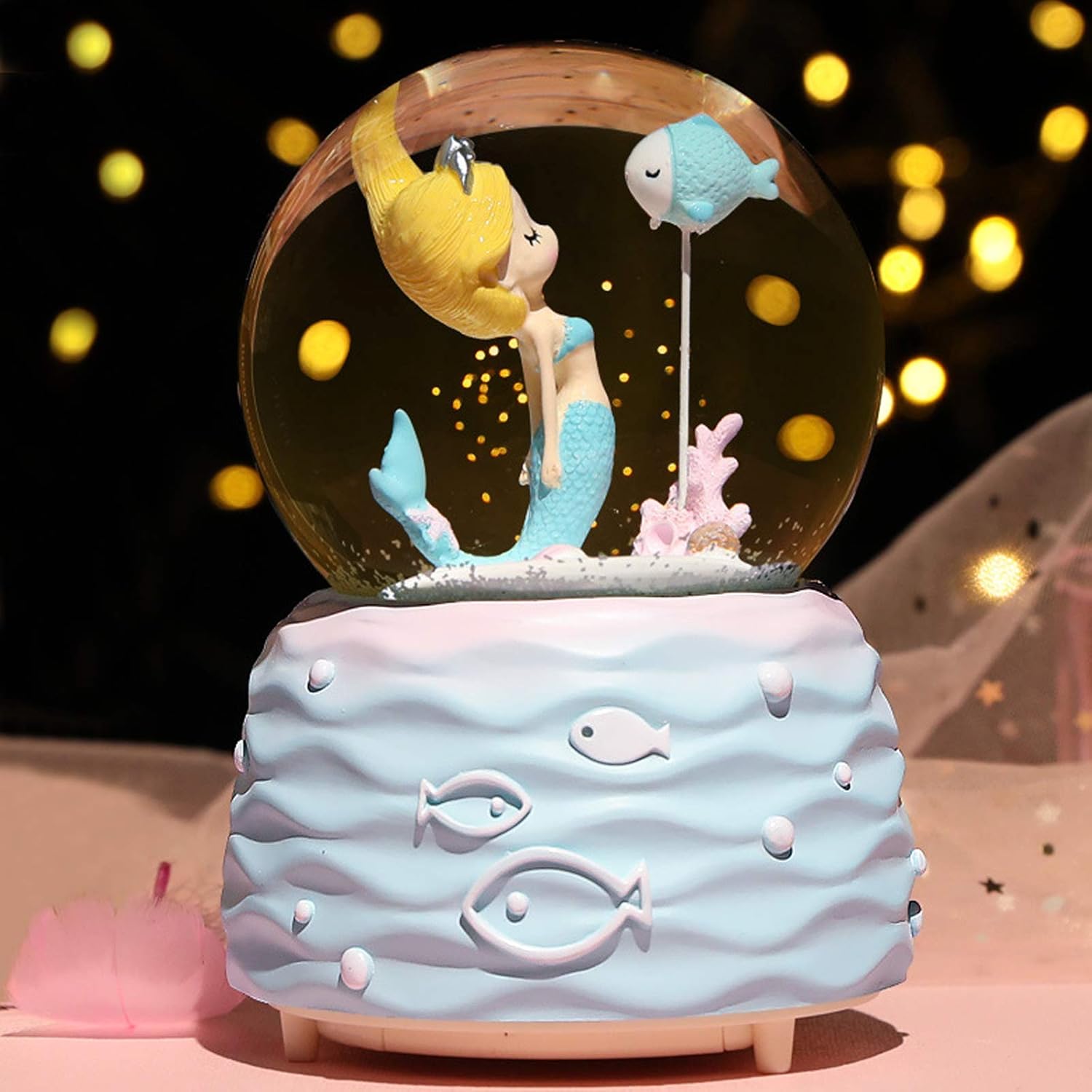 Snow Globe Musical - Mermaid Snow Globe Music Box with
