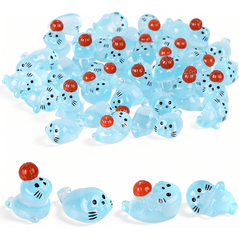 Nutcracker Figurine - 10 Pieces Resin Glow-in-the-Dark Seal Figurines,