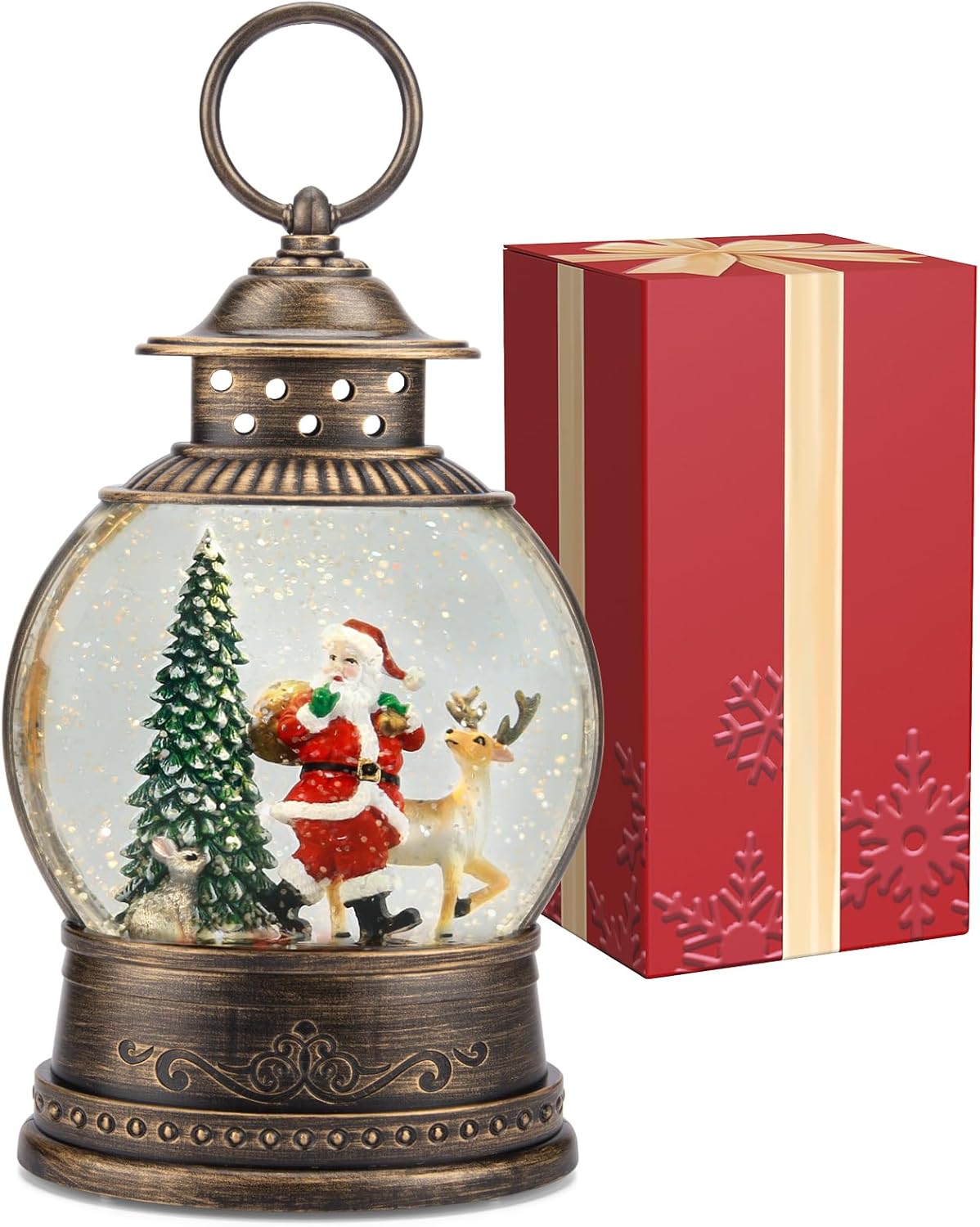 Snow Globe Musical - Christmas Snow Globe Lantern with Music,