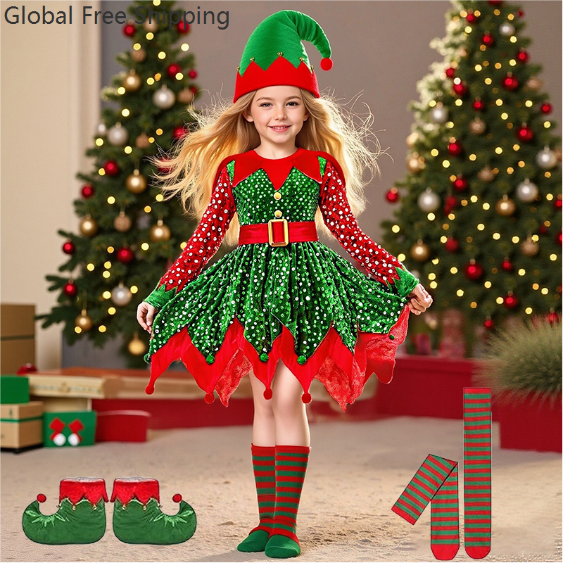 Girls Christmas Costume Set Sa - Elf Costume Christmas recensione e prezzo