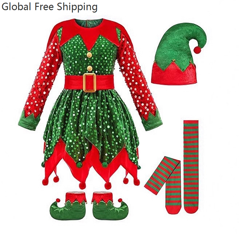Girls Christmas Costume Set Sa - Elf Costume Christmas recensione e prezzo