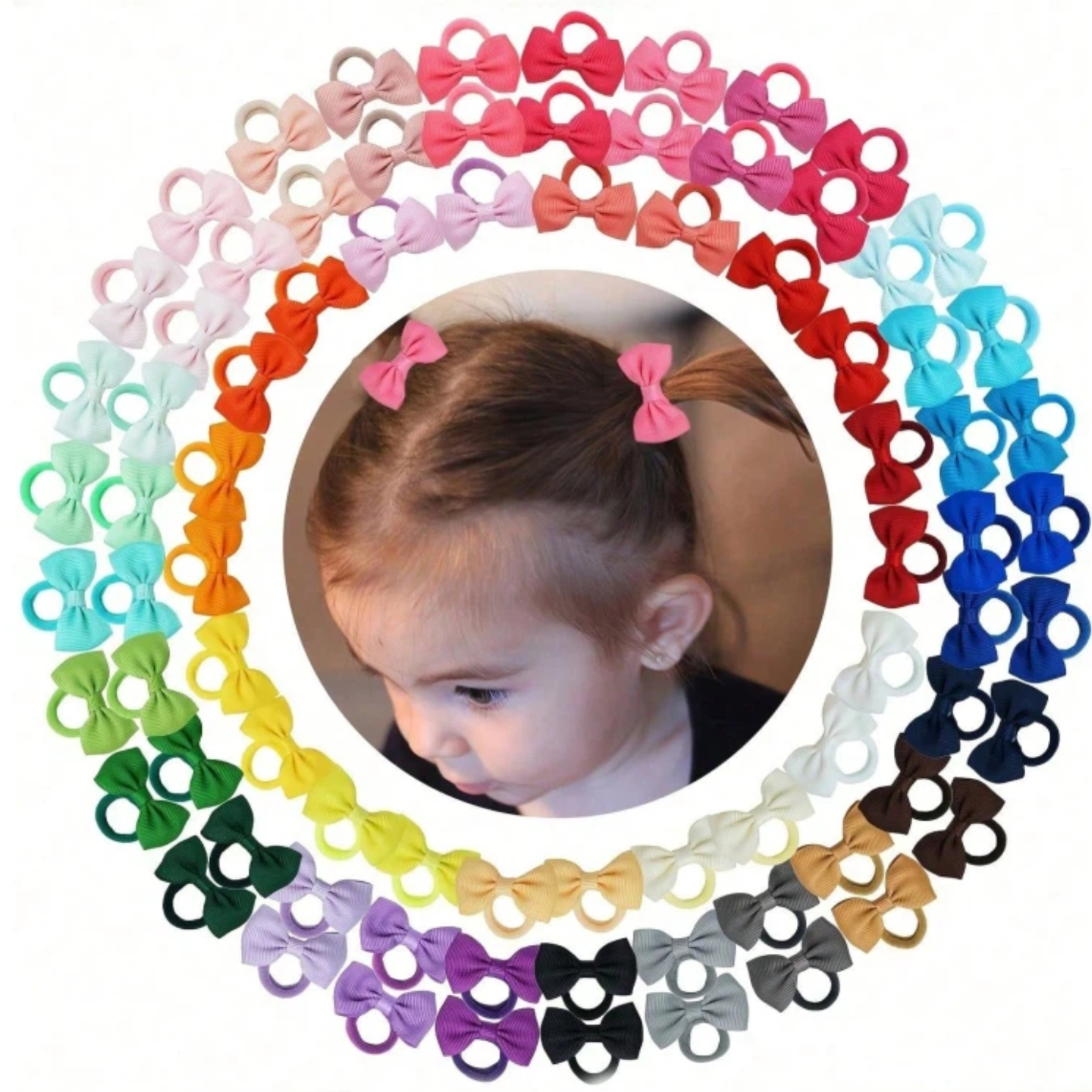 40/60/80 Baby Girls Hair Ties  - Ribbon Bow Gift recensione e prezzo