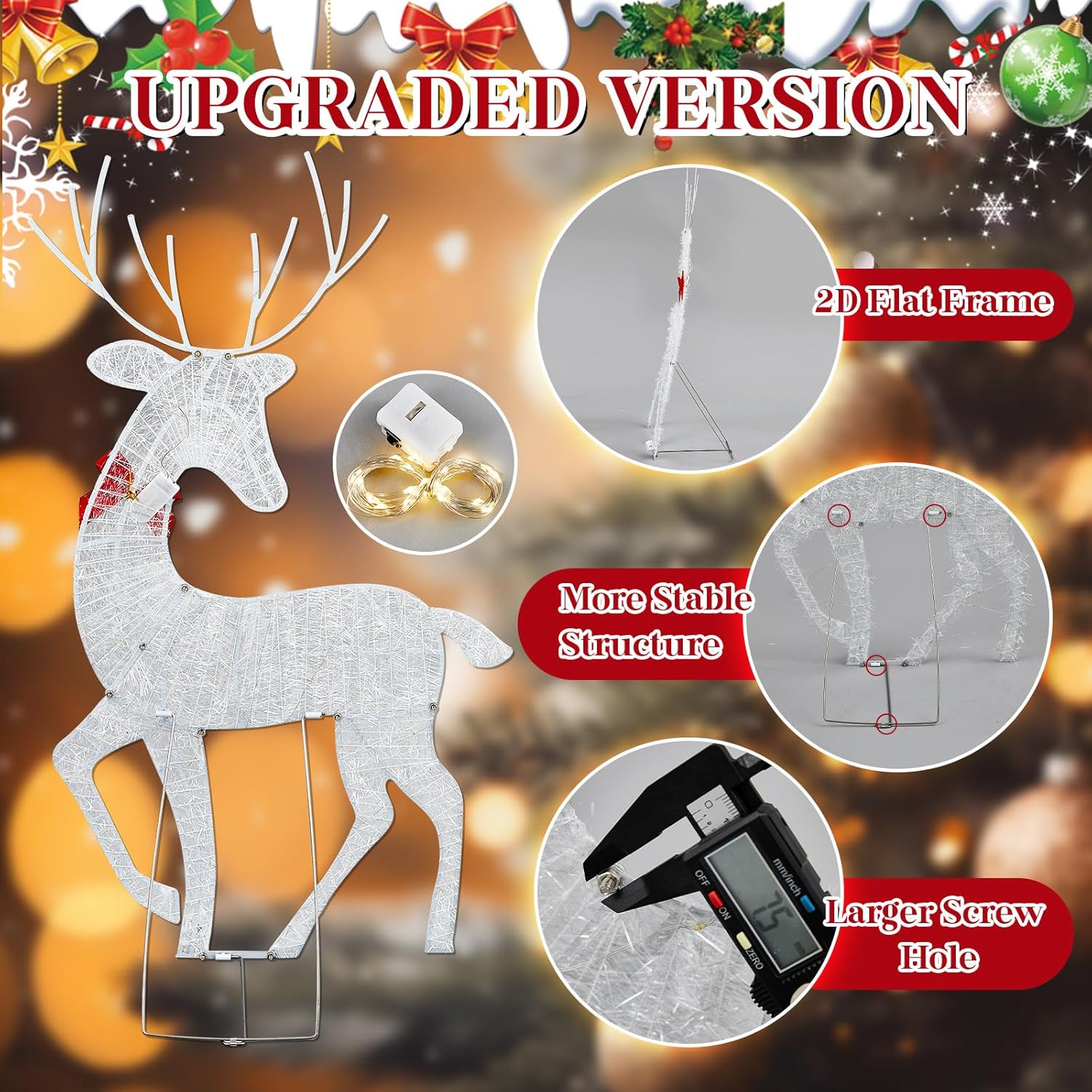 2D Lighted Reindeer Christmas  - Christmas Lights Outdoor recensione e prezzo