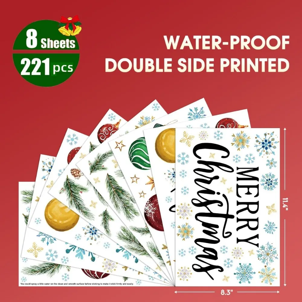 221 PCS Christmas Window Cling - Snowflake Window Decal recensione e prezzo