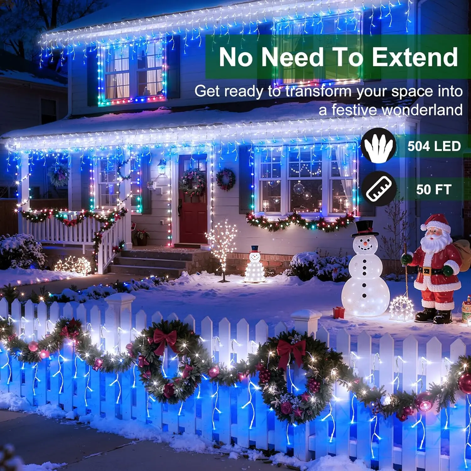 50ft 504 LED Icicle Lights, 12 - Led Fairy String Lights recensione e prezzo