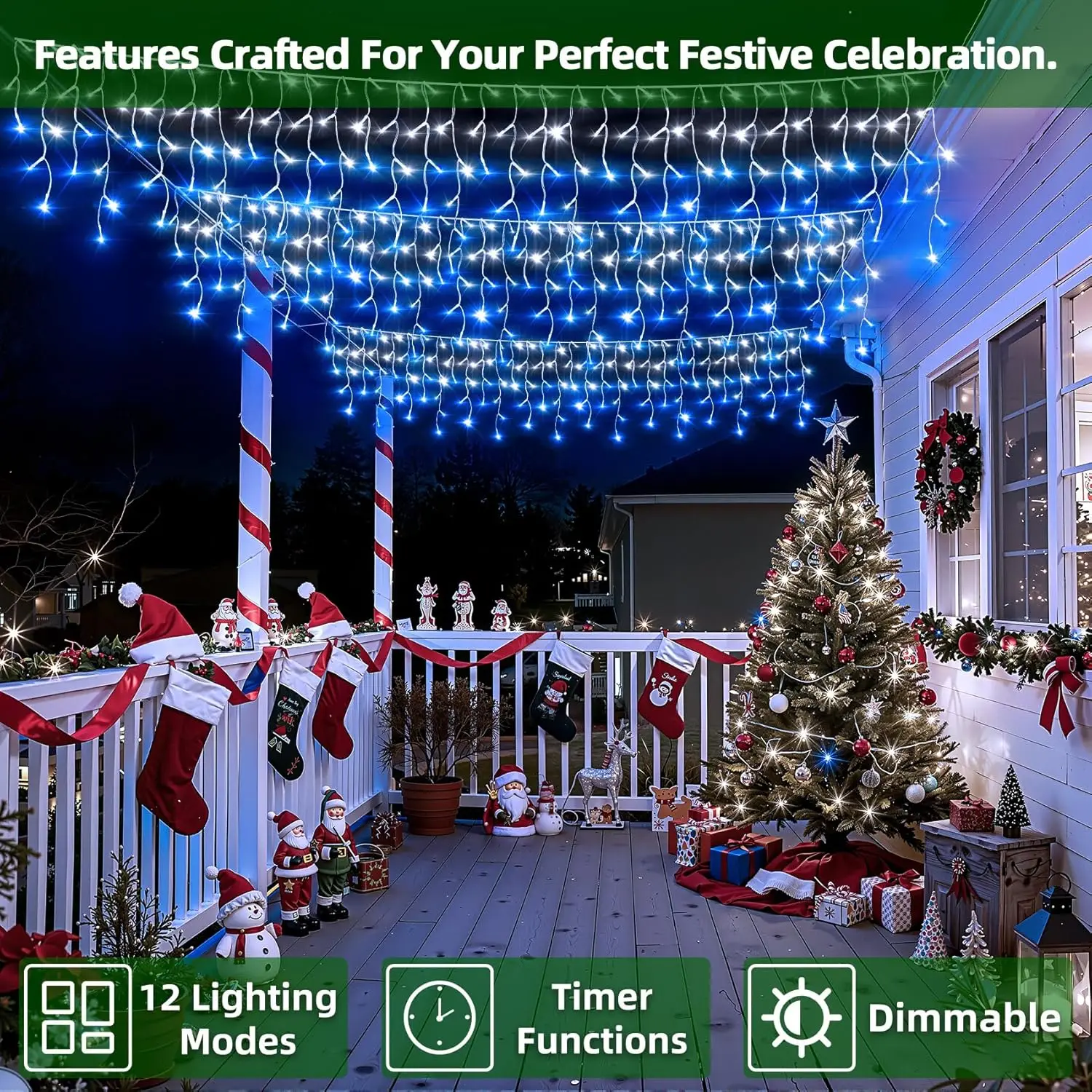 50ft 504 LED Icicle Lights, 12 - Led Fairy String Lights recensione e prezzo