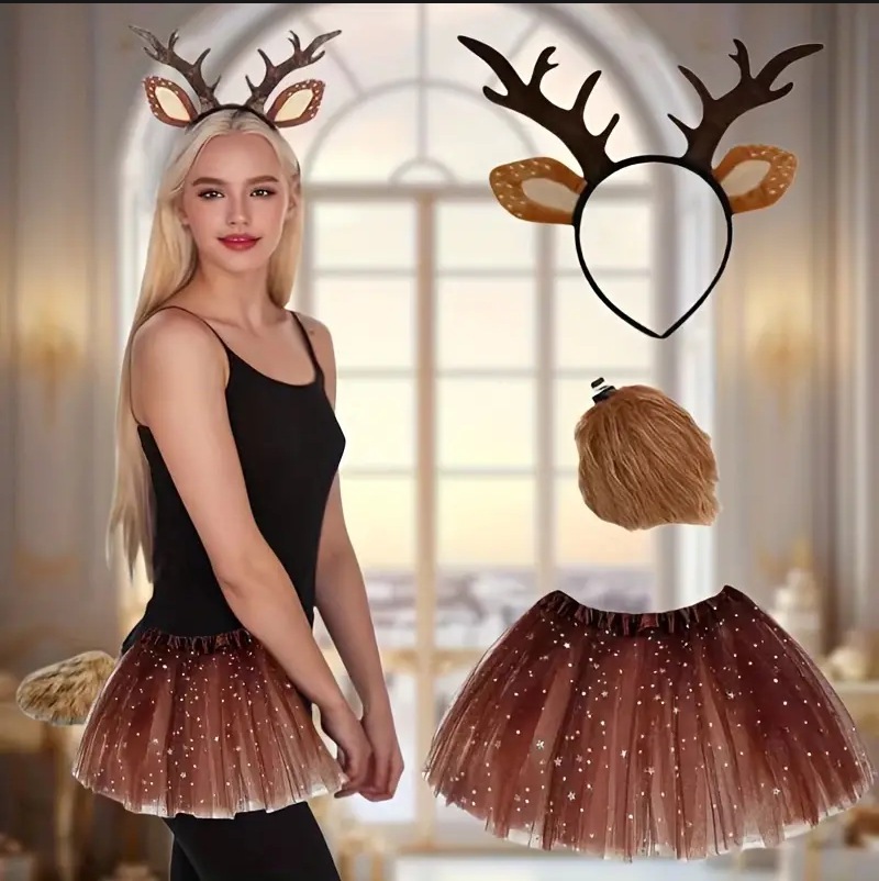 Reindeer Costume Set Tutu Skir - Reindeer Antlers Headband recensione e prezzo