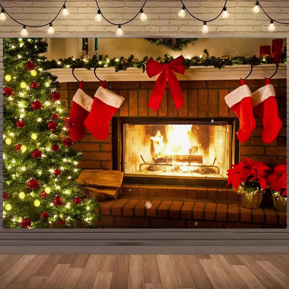 Christmas Photography Backdrop - Christmas Stocking Hanging recensione e prezzo