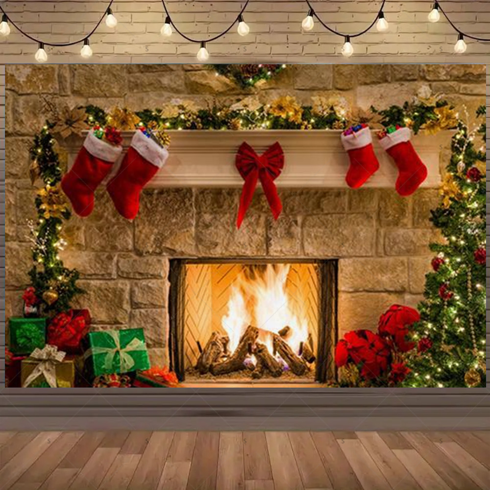 Christmas Photography Backdrop - Christmas Stocking Hanging recensione e prezzo