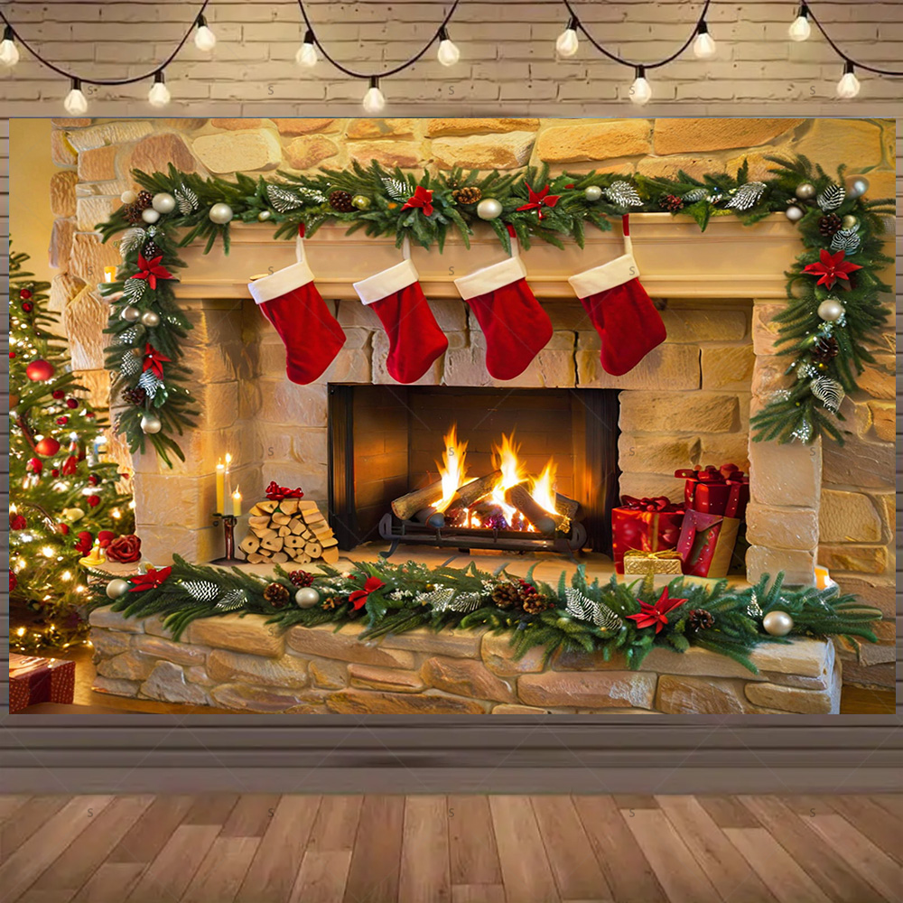 Christmas Photography Backdrop - Christmas Stocking Hanging recensione e prezzo