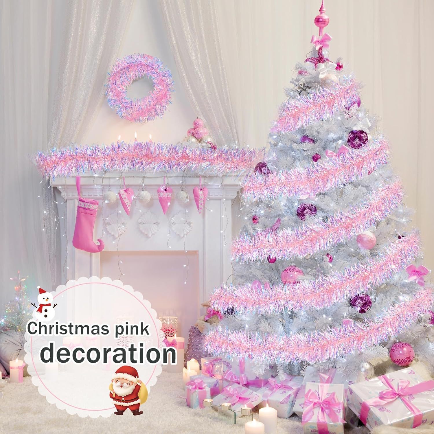 1-10PCS Pink Tinsel Garland Sh - Tinsel Garland Decoration recensione e prezzo