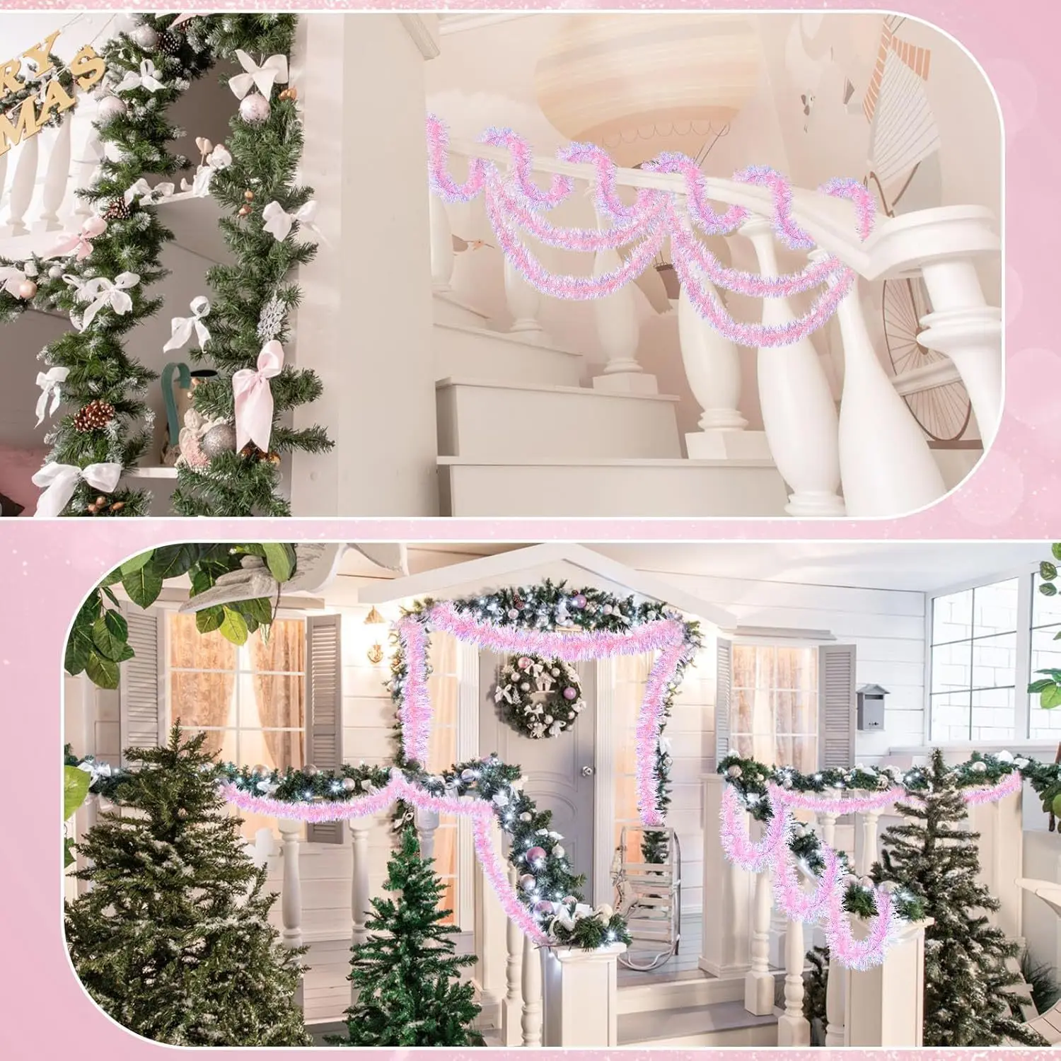1-10PCS Pink Tinsel Garland Sh - Tinsel Garland Decoration recensione e prezzo