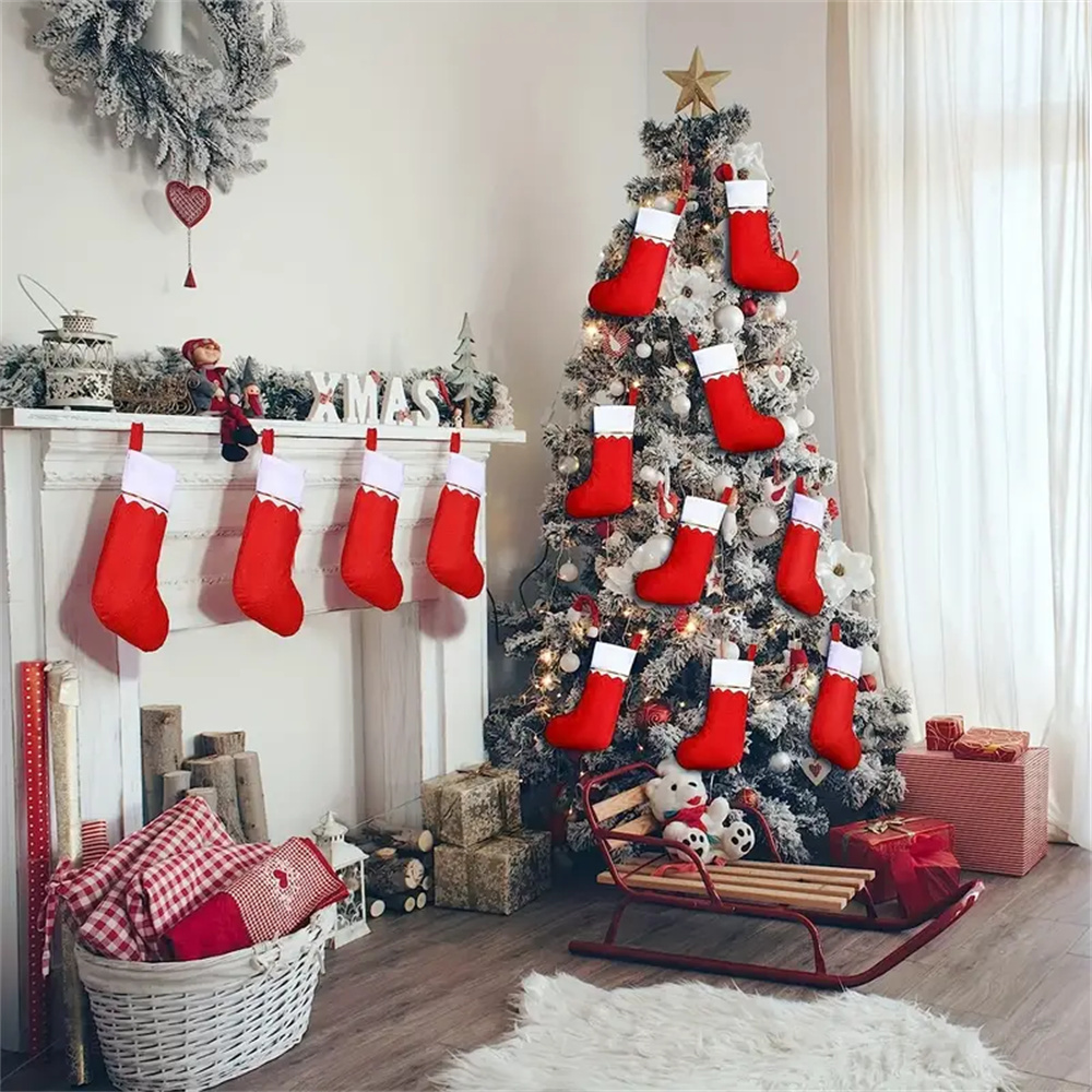 12pcs Red Felt Christmas Stock - Christmas Stocking Hanging recensione e prezzo