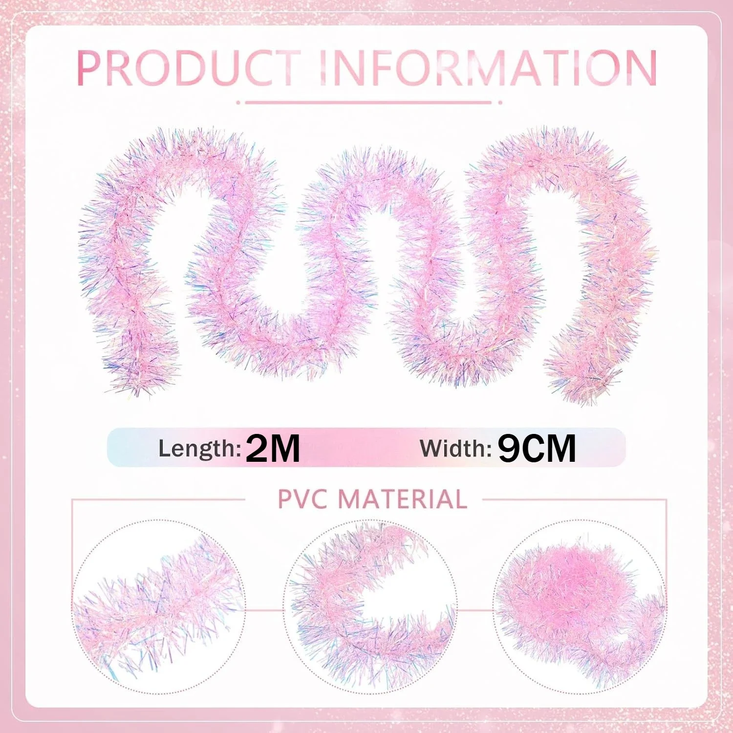 2M Pink Christmas Tinsel Garla - Tinsel Garland Decoration recensione e prezzo