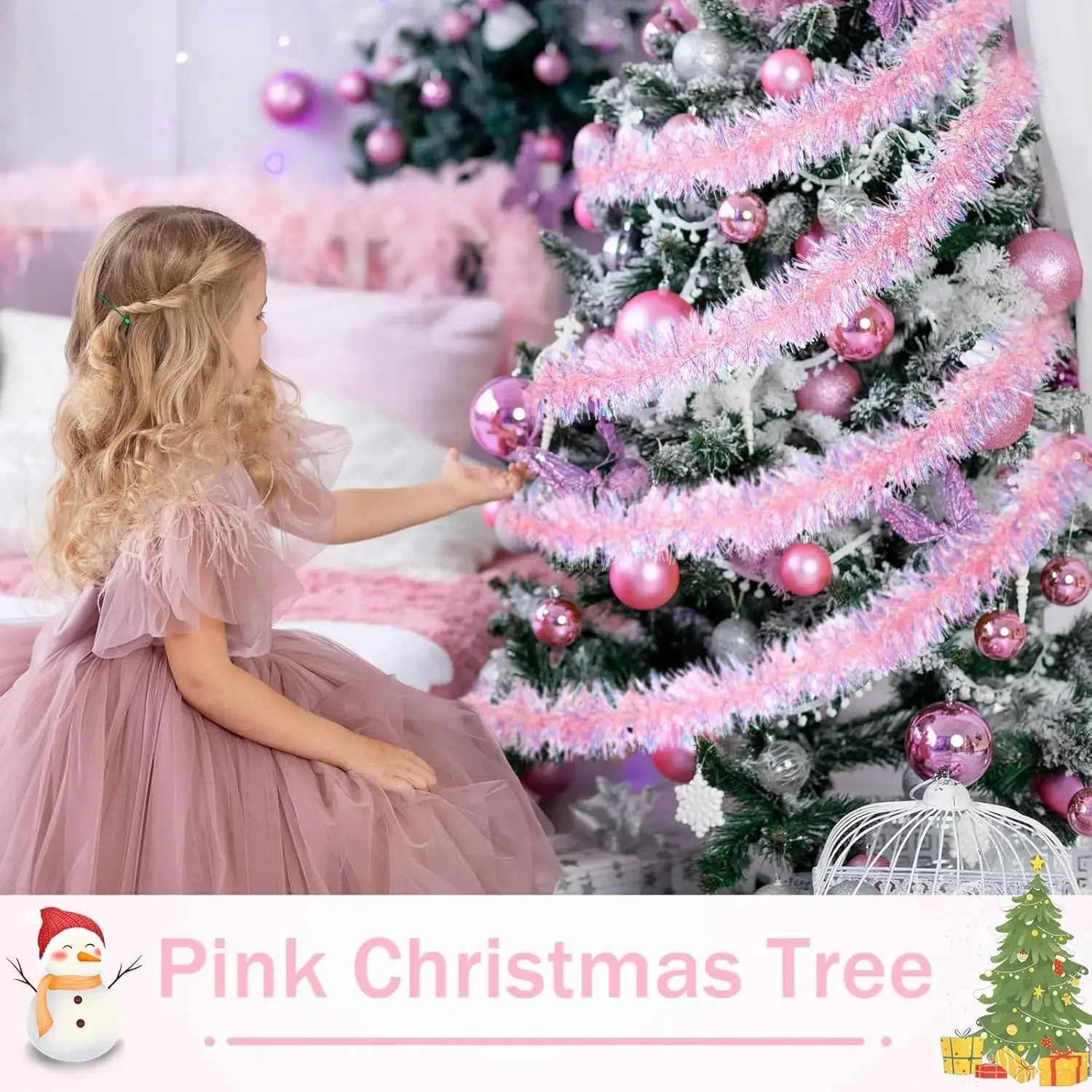 2M Pink Christmas Tinsel Garla - Tinsel Garland Decoration recensione e prezzo