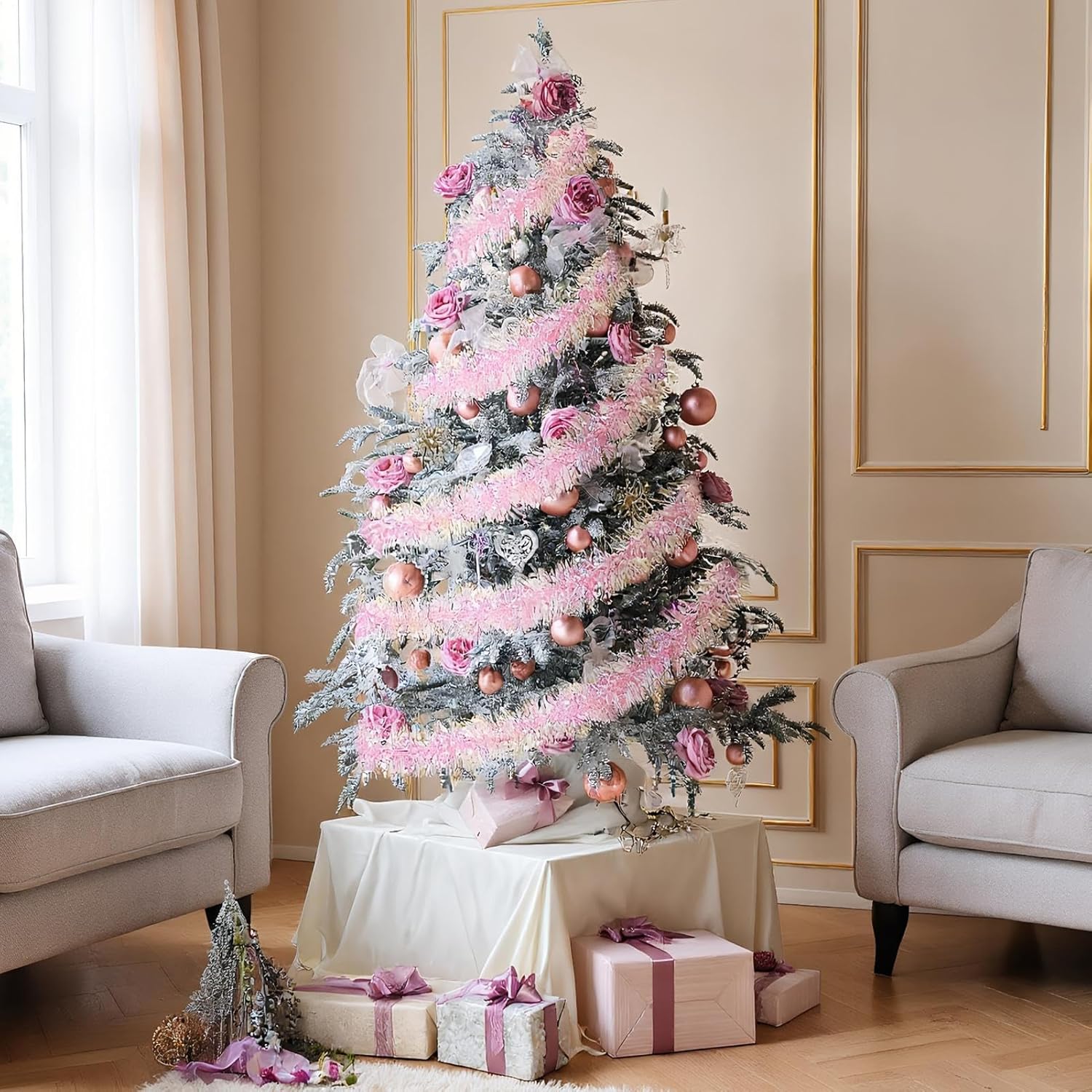 2M Pink Christmas Tinsel Garla - Tinsel Garland Decoration recensione e prezzo