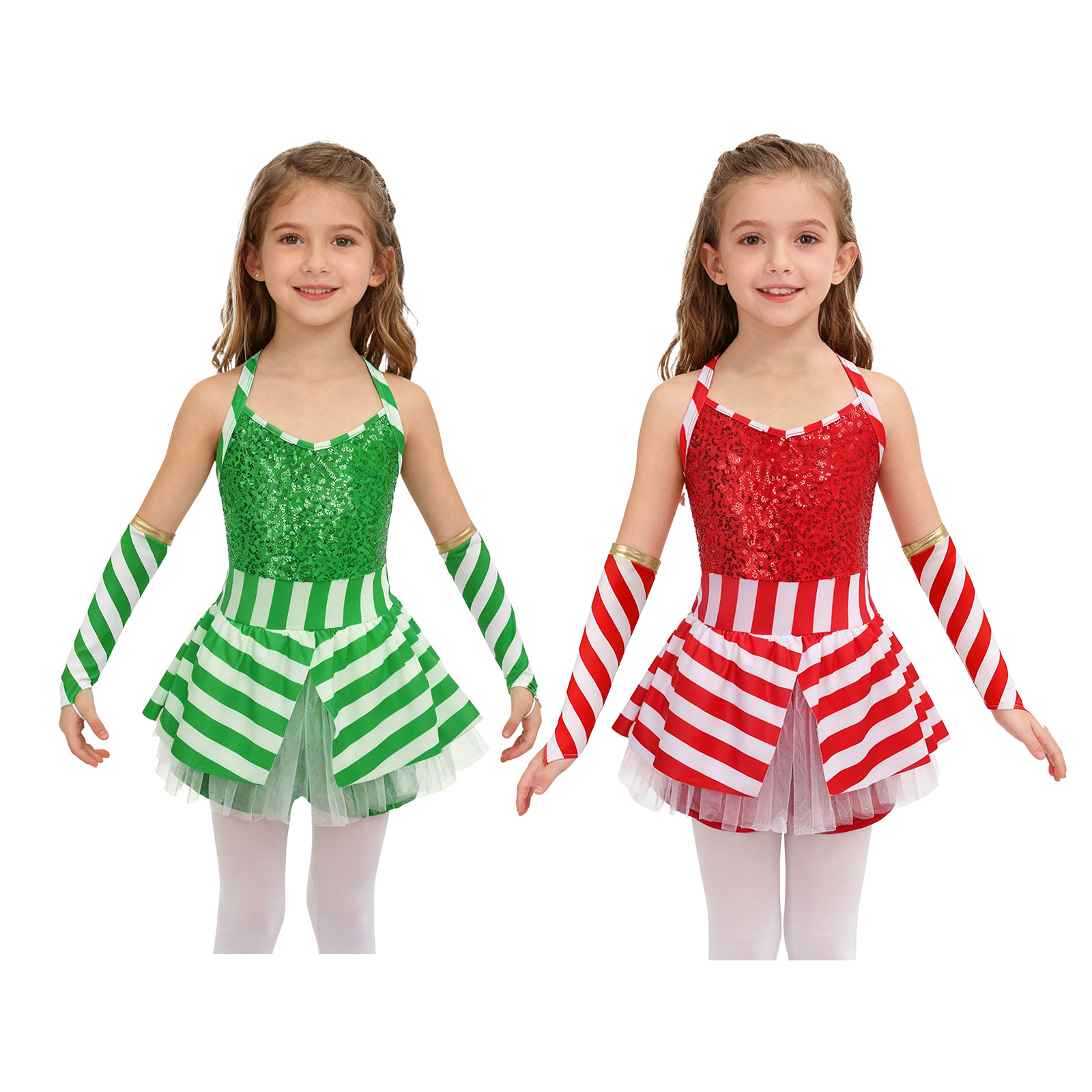 Girls Christmas Candy Cane Dan - Elf Costume Christmas recensione e prezzo