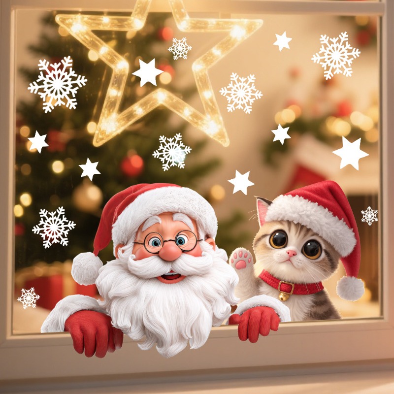 Kitten Santa Claus Window Stic - Snowflake Window Decal recensione e prezzo