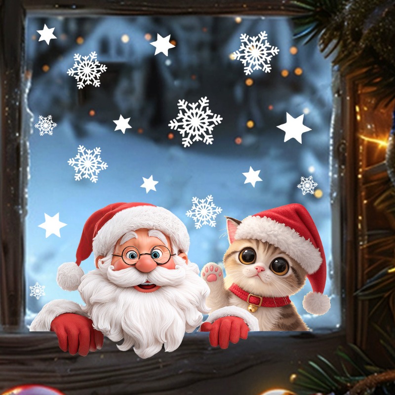 Kitten Santa Claus Window Stic - Snowflake Window Decal recensione e prezzo