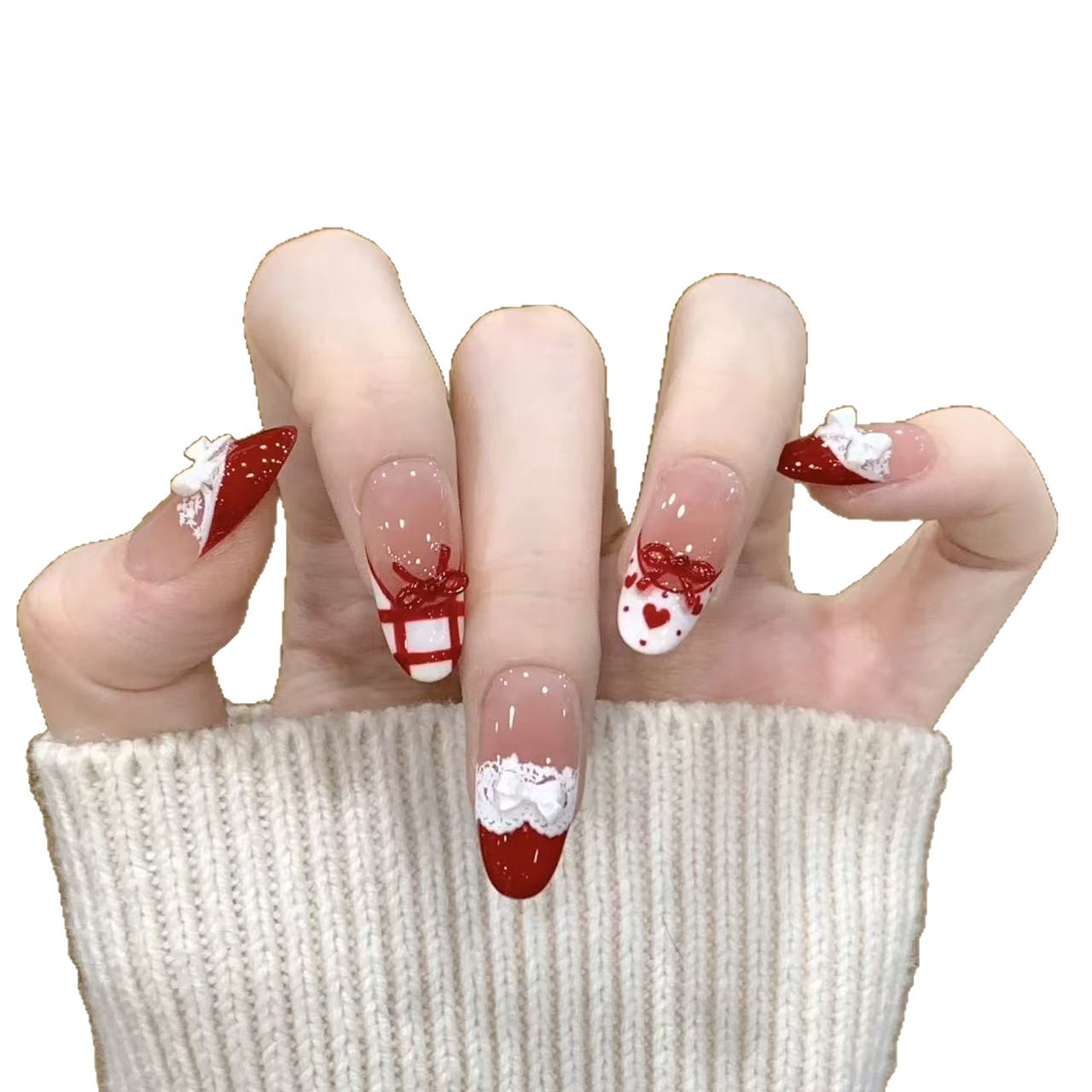 10pcs Handmade Press on Nails  - Christmas Throw Blanket recensione e prezzo
