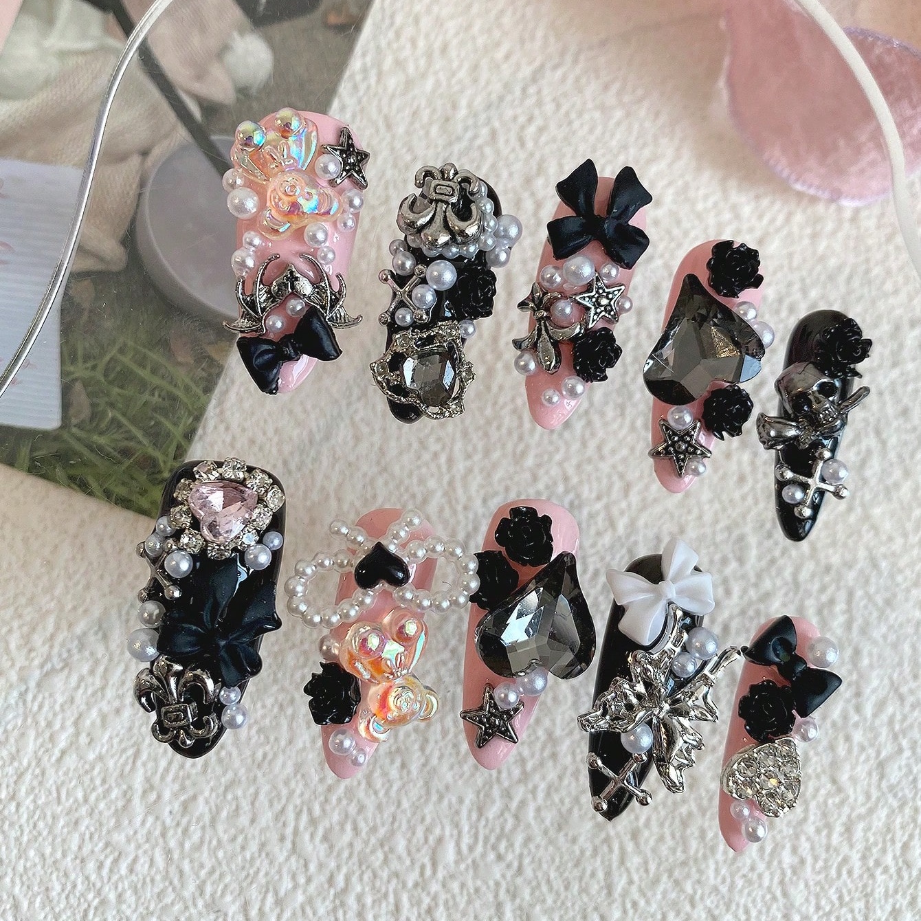 10pcs Long Coffin Pink Black G - Ribbon Bow Gift recensione e prezzo