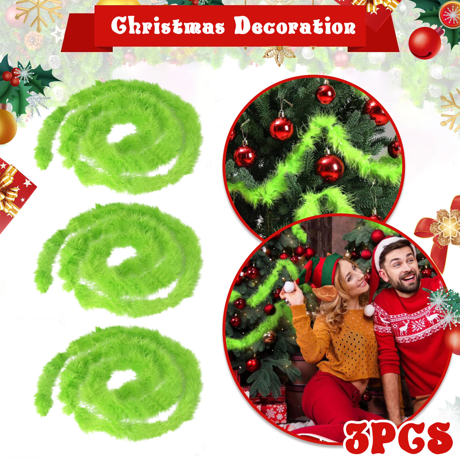 Christmas Garland 3 PCS 20 Fee - Tinsel Garland Decoration recensione e prezzo