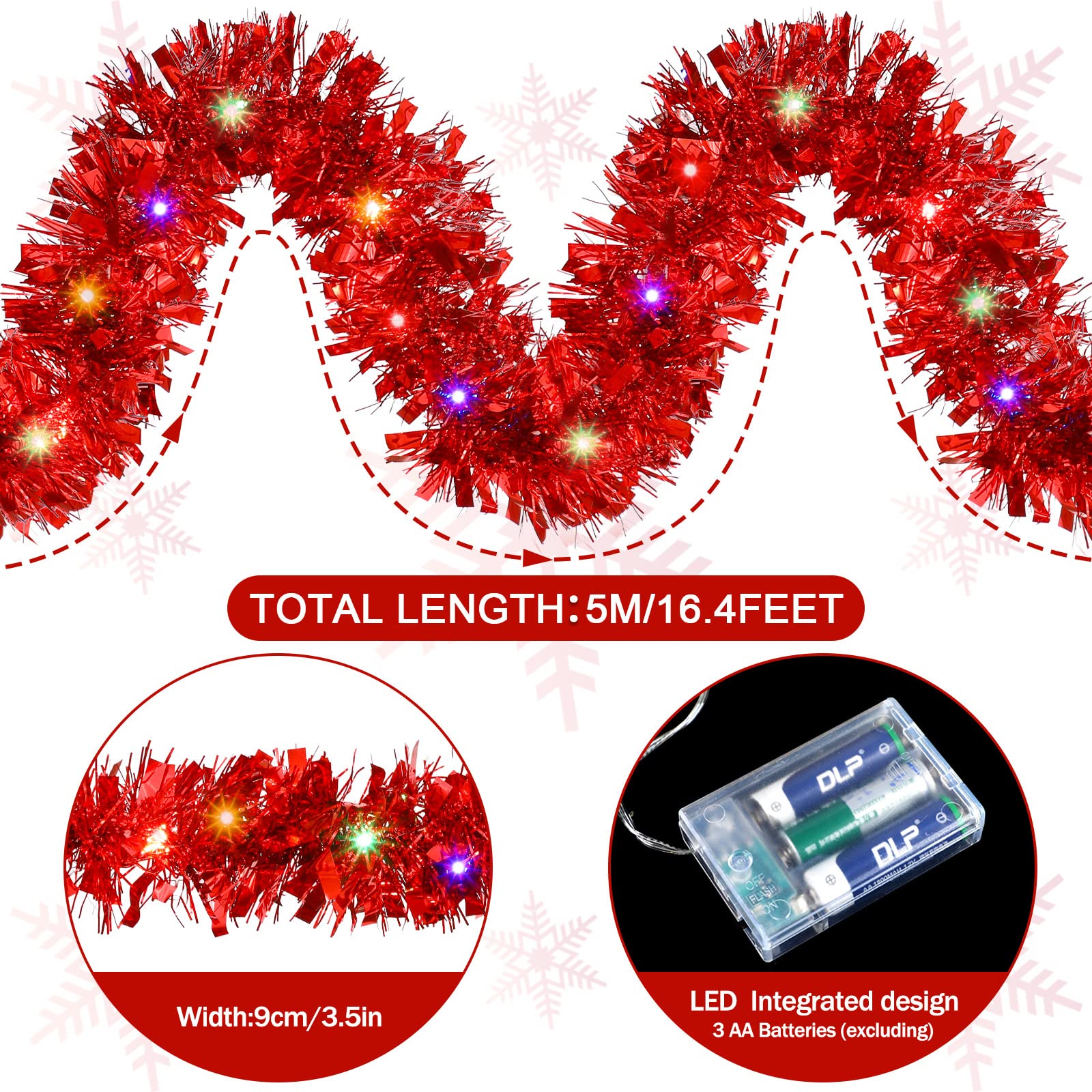 1/3pcs 5M Christmas Tinsel Gar - Tinsel Garland Decoration recensione e prezzo