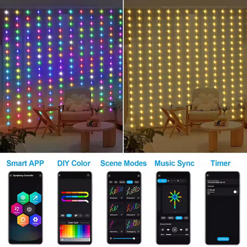 3M RGB Smart LED Curtain Light - Christmas Lights Outdoor recensione e prezzo