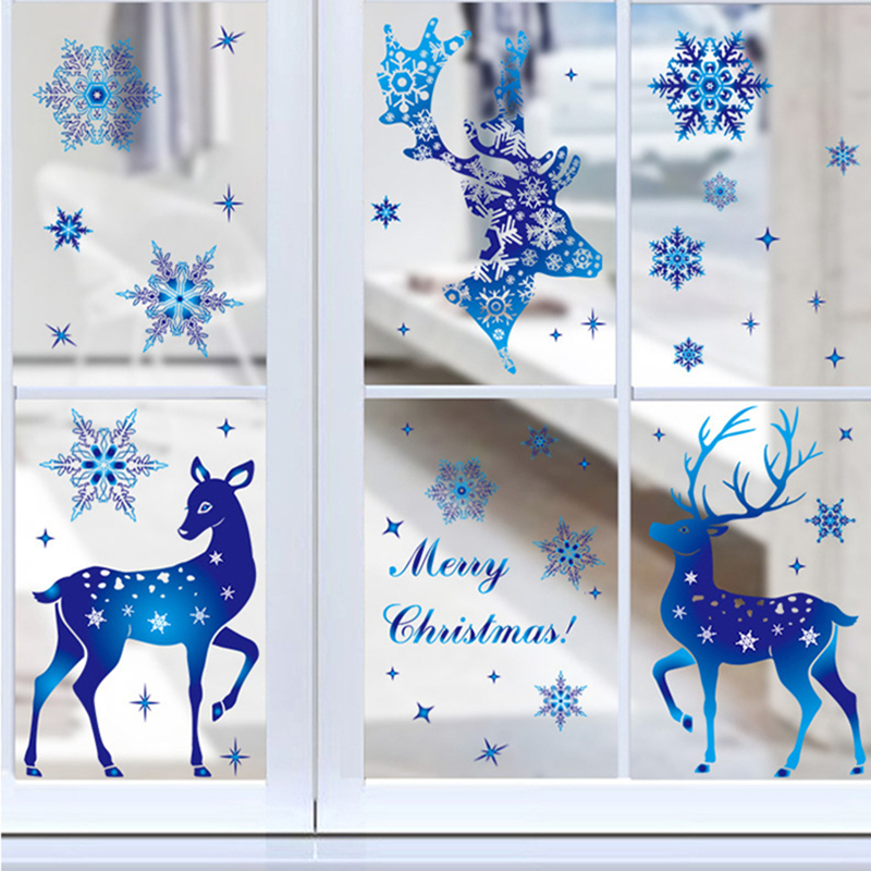 Christmas Window Stickers Elk  - Snowflake Window Decal recensione e prezzo