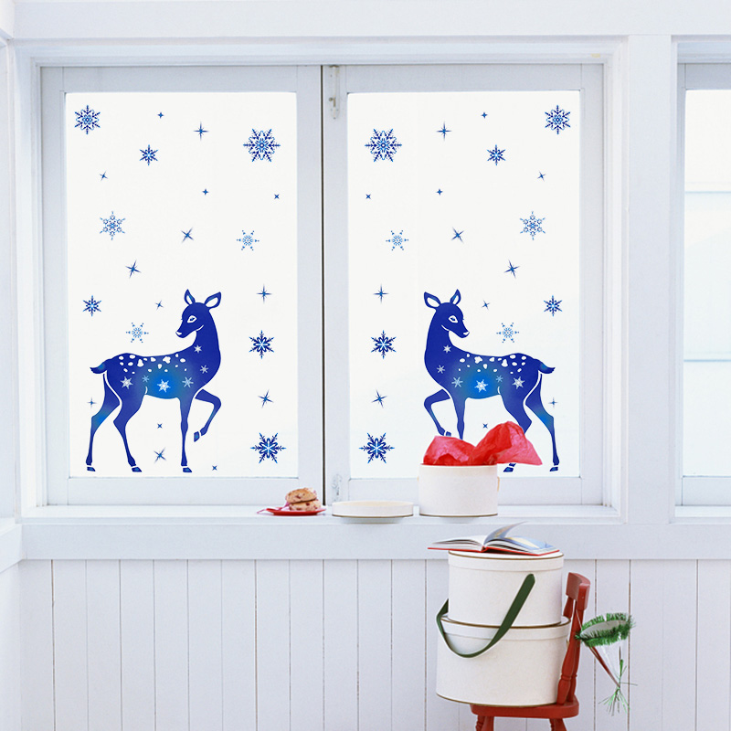 Christmas Window Stickers Elk  - Snowflake Window Decal recensione e prezzo