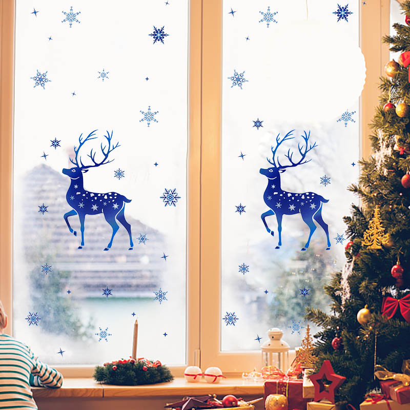 Christmas Window Stickers Elk  - Snowflake Window Decal recensione e prezzo