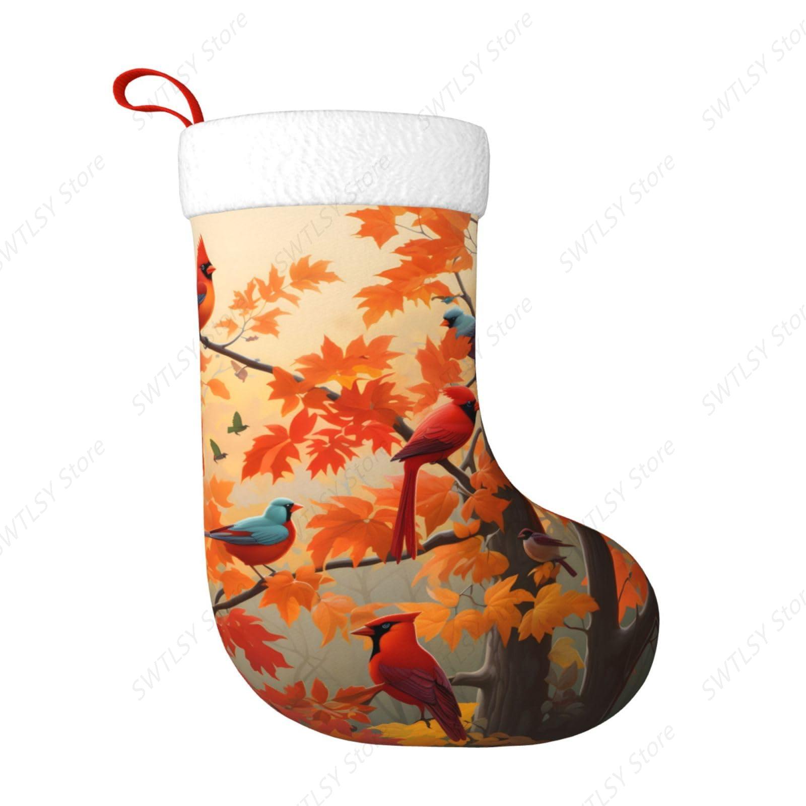 Fall Cardinal Birds and Maple- - Christmas Stocking Hanging recensione e prezzo