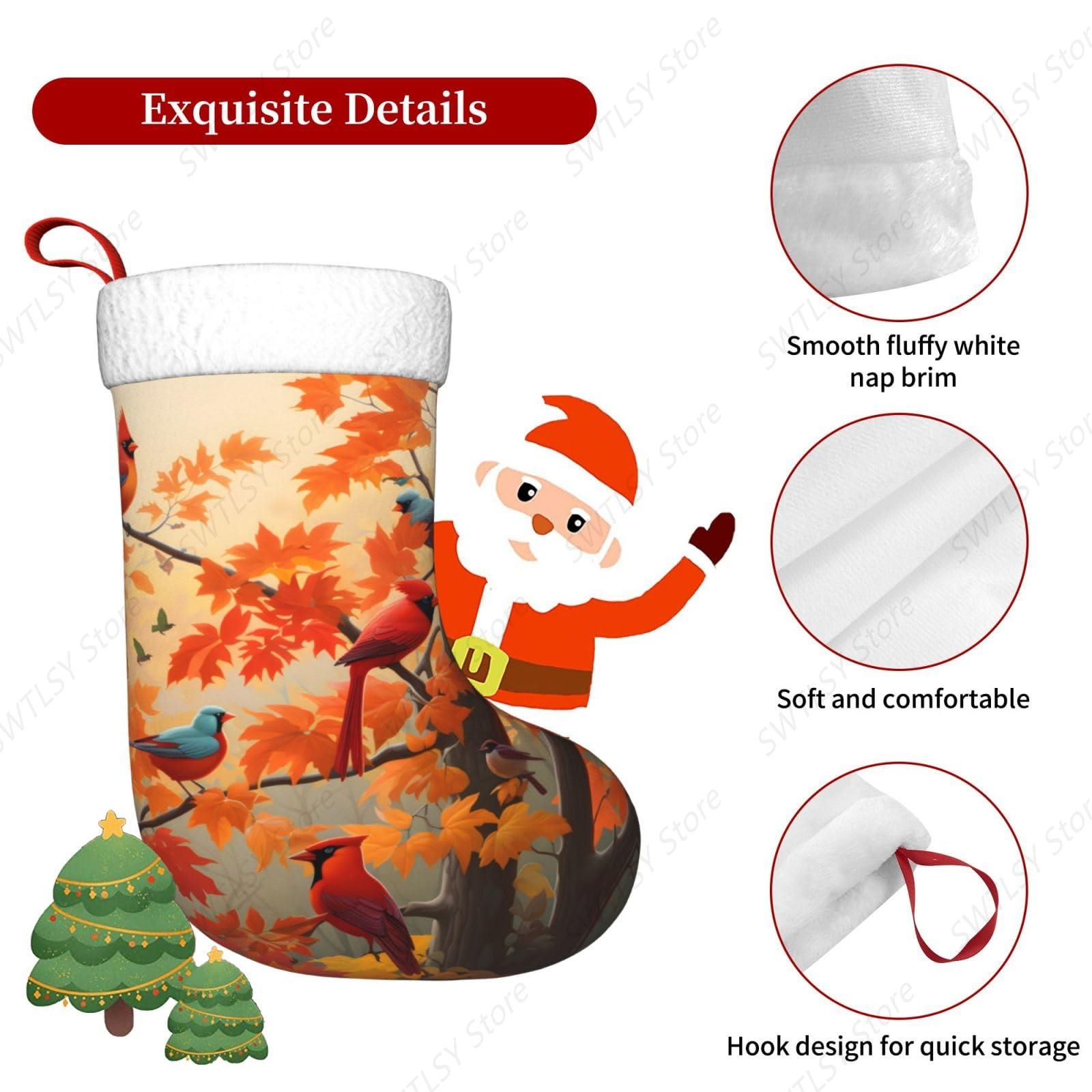 Fall Cardinal Birds and Maple- - Christmas Stocking Hanging recensione e prezzo