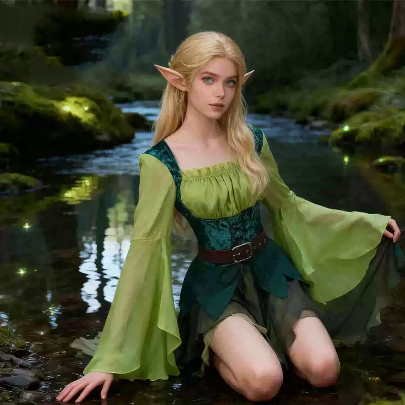 Women's Elf Medieval Green Fai - Elf Costume Christmas recensione e prezzo