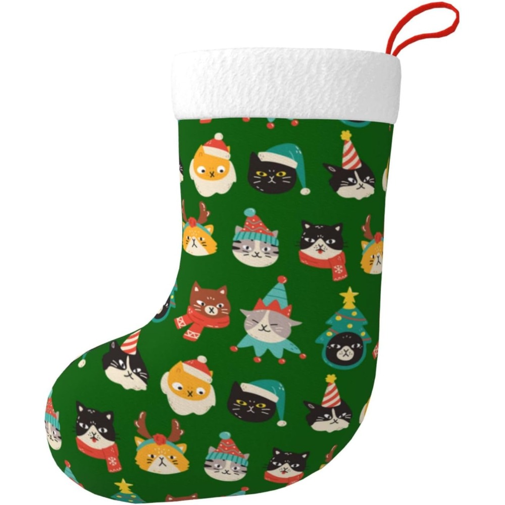 Cute Cats Green Christmas Stoc - Christmas Stocking Hanging recensione e prezzo