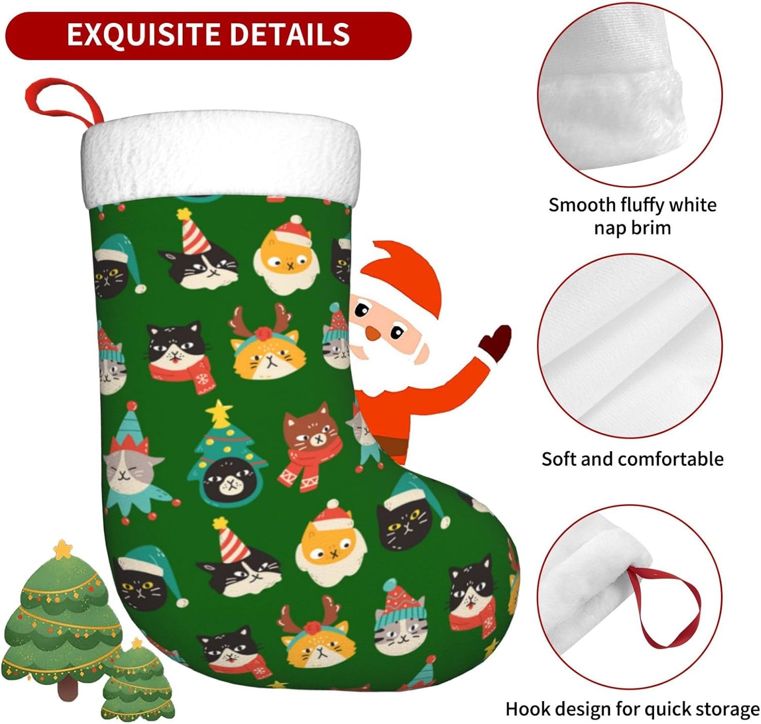 Cute Cats Green Christmas Stoc - Christmas Stocking Hanging recensione e prezzo